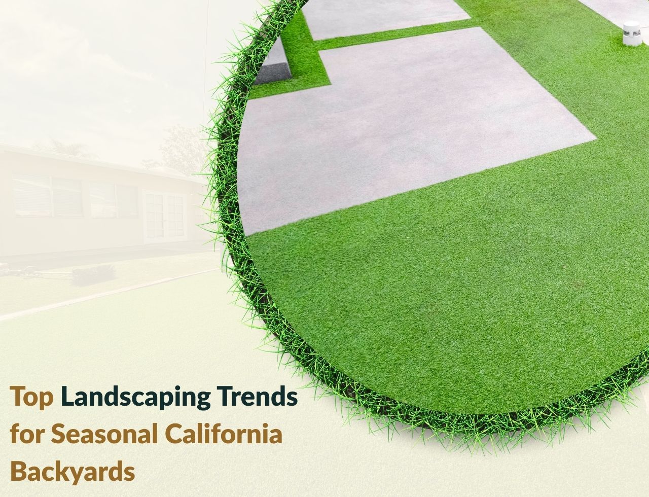 Backyard with clean lines, synthetic grass, and minimalist layout