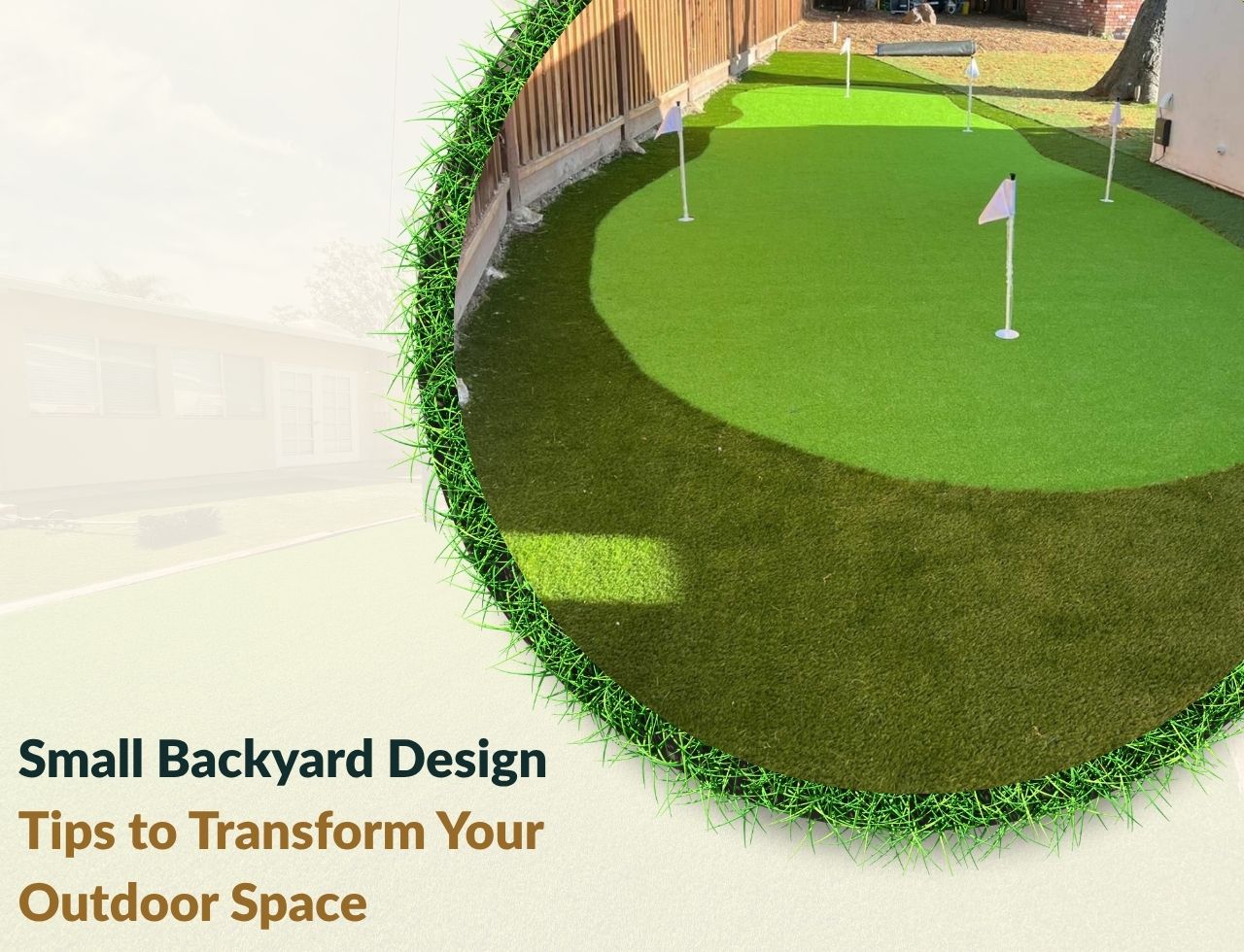 Small California backyard with artificial grass and pavers