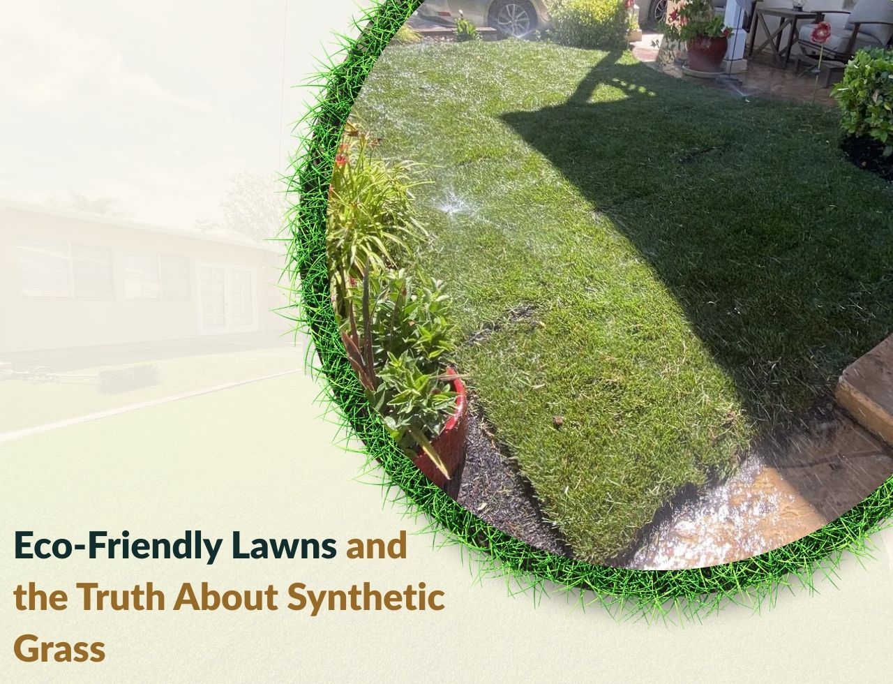 Green artificial lawn installed as eco-friendly yard solution